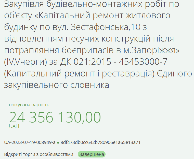 У Запоріжжі суд розглядає справу про можливе розкрадання коштів під час відбудови