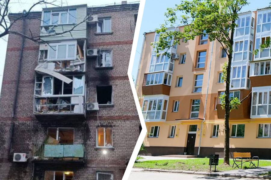 У Запоріжжі відновили будинок, який тричі зазнав обстрілів